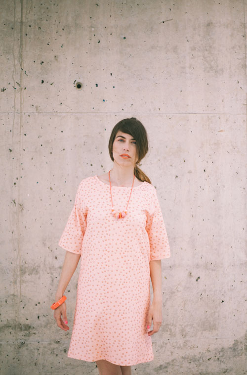 Peach polyhedra dress